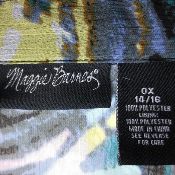 Maggie Barnes Plus Size Sheer Black Pastel Abstract Animal Print Open Jacket OX - Picture 7 of 8